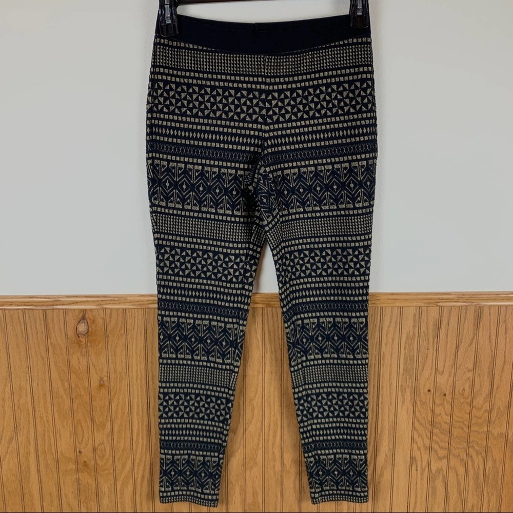 J McLaughlin Knitted Black Brown Printed Leggings Size Small